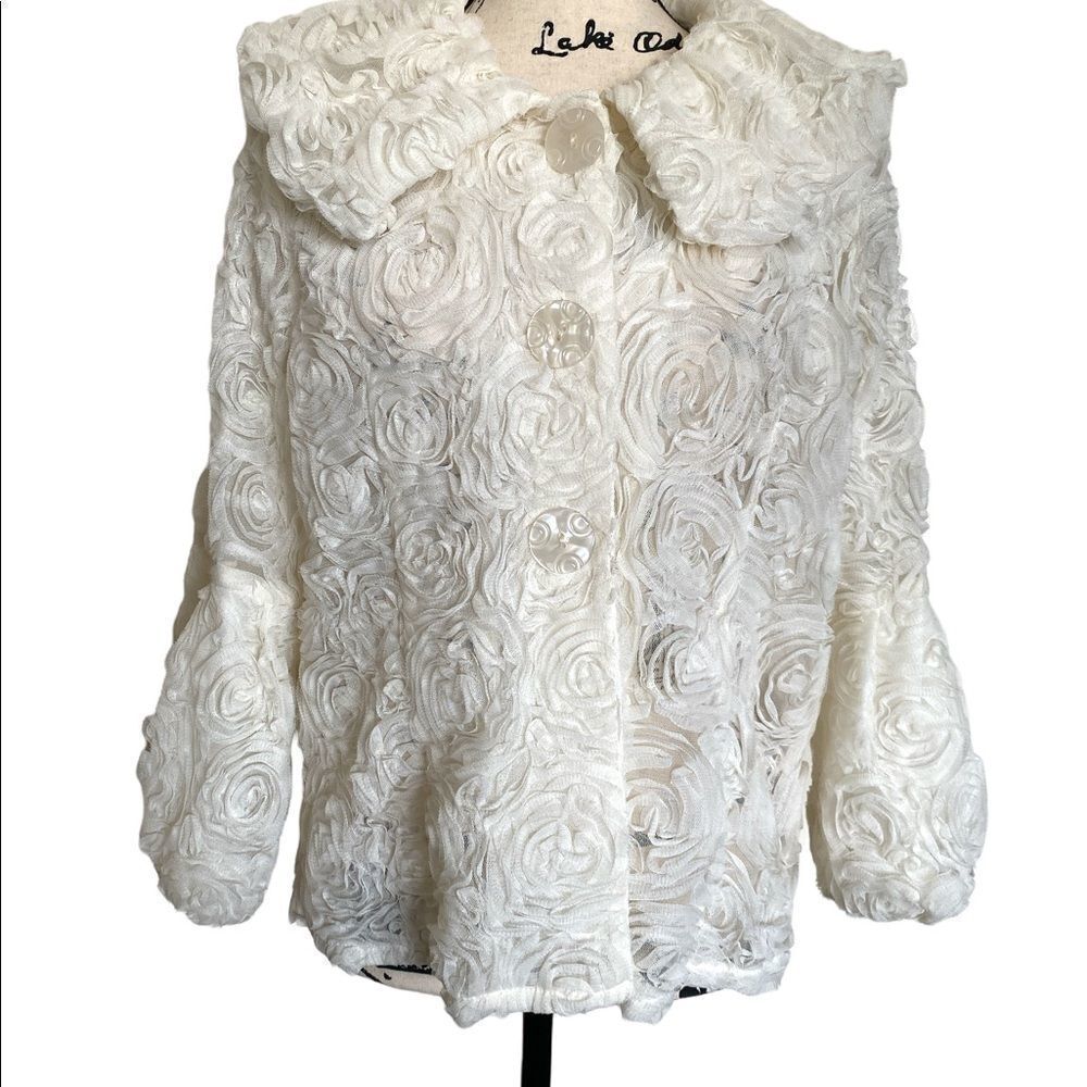 I.C. By Connie Off White Tulle Jacket Size M